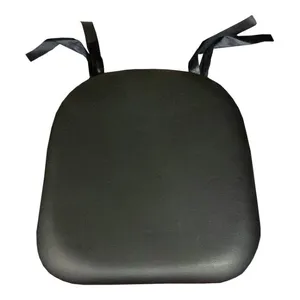 Подушка на стул из эко-кожи на завязках, черная