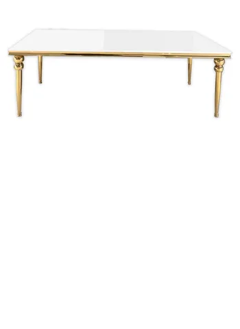 Прямоугольный стол Rectangle-Gold 240, белый глянцевый МДФ - Фото основное 1