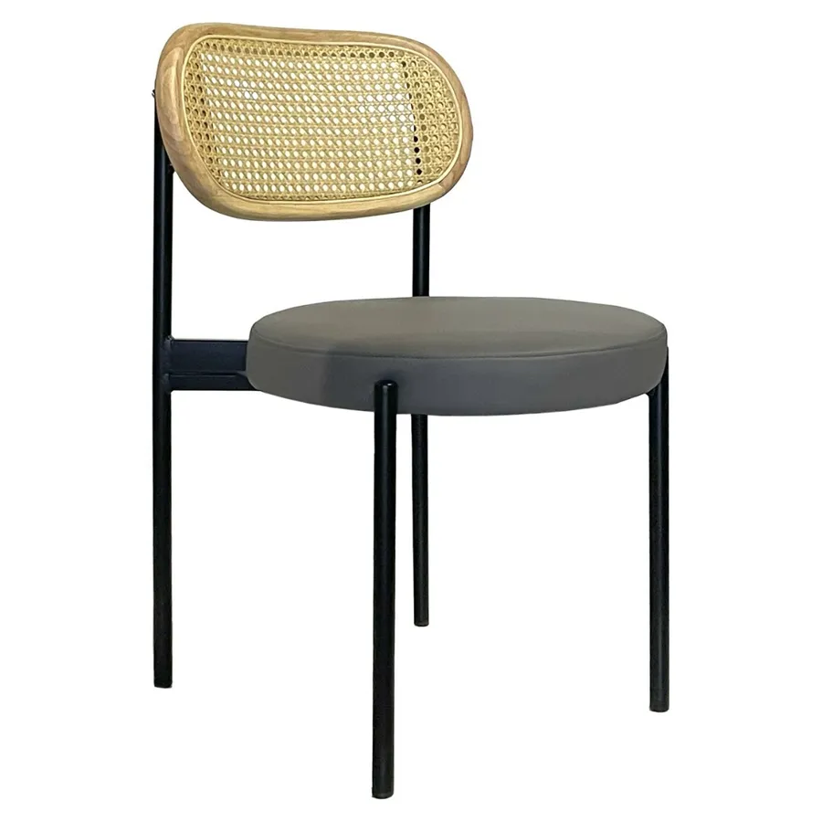 Стул Modern Black, Natural Rotango + Basic серый (ЭКО-КОЖА) - Фото основное 1