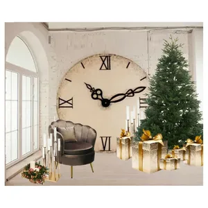 Фотозона новогодняя N2 (кресло, елка, канделябр, фон "Часы")