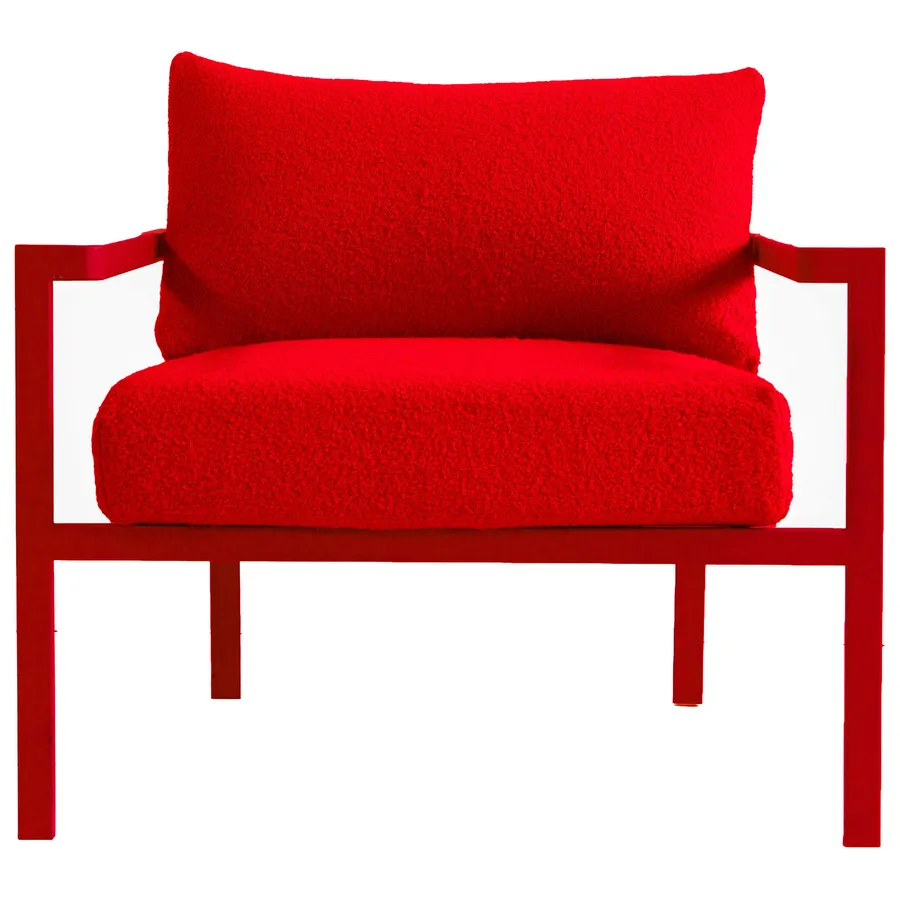Кресло Huggi, Красный бархат + Red Teddy - Фото миниатюра 1