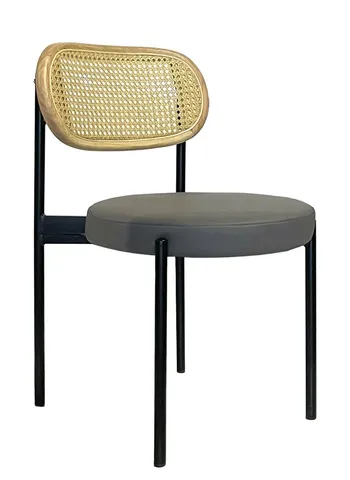 Стул Modern Black, Natural Rotango + Basic серый (ЭКО-КОЖА) - Фото основное 1