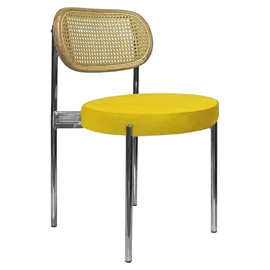 Стул Modern Silver, Natural Rotango + Yellow Submarine - Фото миниатюра 1