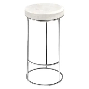 Барный стул серебро, кремовый бархат