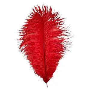 Перо страуса 30 см Красное