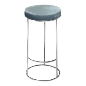 Барный стул серебро-голубой