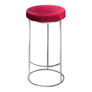 Барный стул серебро-красный