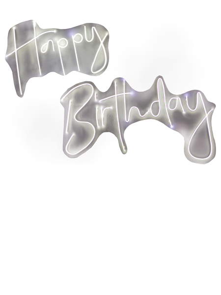 Неоновая вывеска «Happy Birthday white» - Фото основное 1