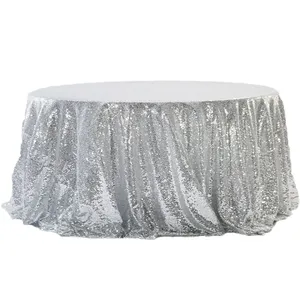 Скатерть пайетки серебро круглая