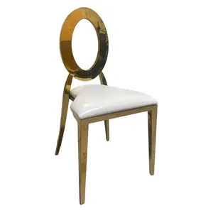 Стул Вашингтон Золотой, белая подушка из дерматина