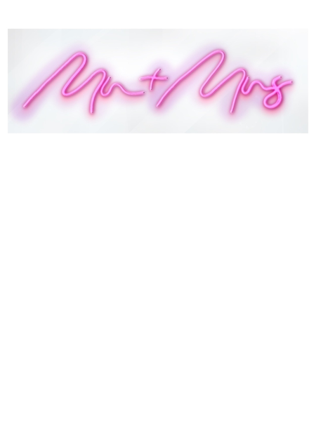 Неоновая вывеска  Mr. + Mrs. розовая - Фото основное 1
