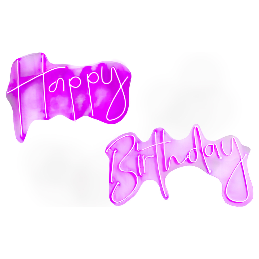 Неоновая вывеска «Happy Birthday pink» - Фото миниатюра 1