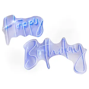 Неоновая вывеска «Happy Birthday blue»