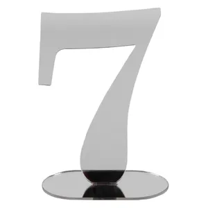 Номер стола зеркальный серебряный