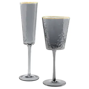 Набор бокалов "Bloom" дымчатые с золотым кантом123