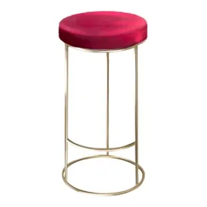 Барный стул золото, рубиново-красный бархат