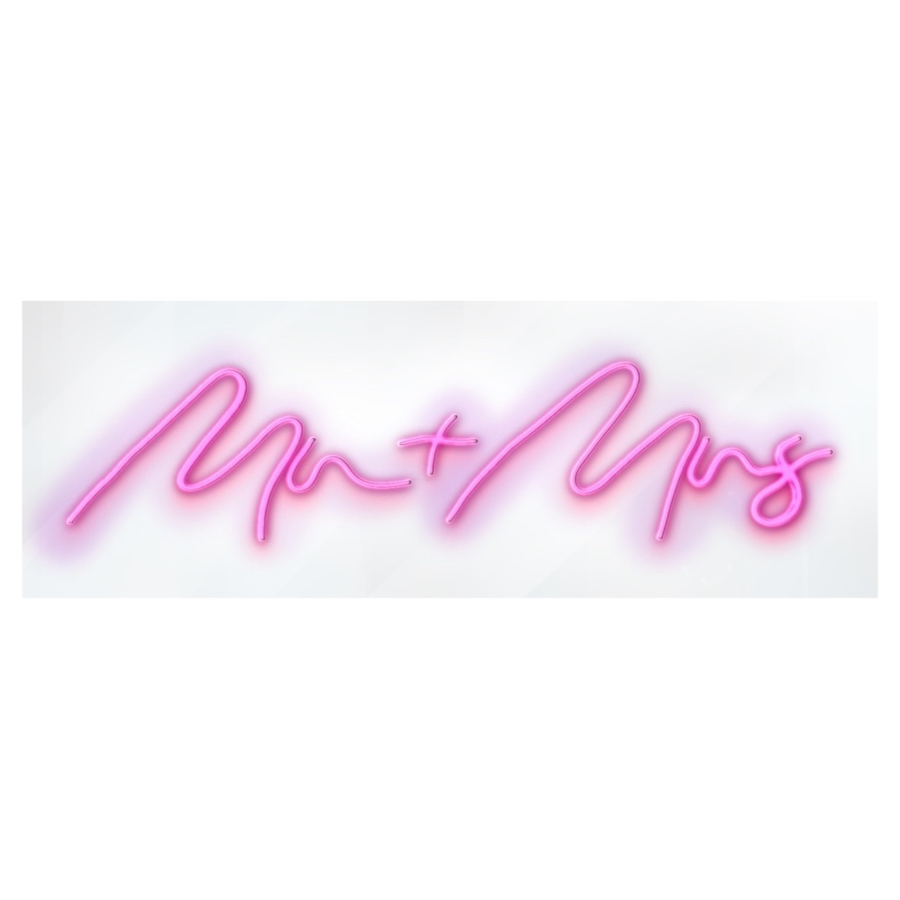 Неоновая вывеска  Mr. + Mrs. розовая - Фото миниатюра 1