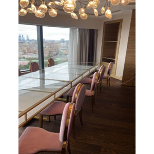 Стол "Loft Gold", прозрачная столешница, белое подстолье - Фото 2